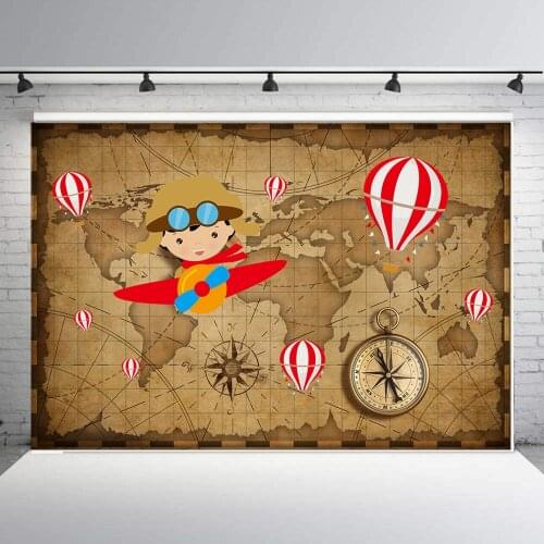 Little Pilot Backdrop Cartoon Aircraft Party Children Birthday Party Photography Background Photo Studio Props baby shower B-926