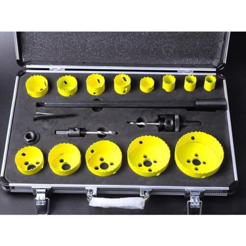 16pcs Bimetal metal hole opener Concrete Hole Saw Electric Hollow Core Drill Bit Shank Cement Stone Wall Air Conditioner