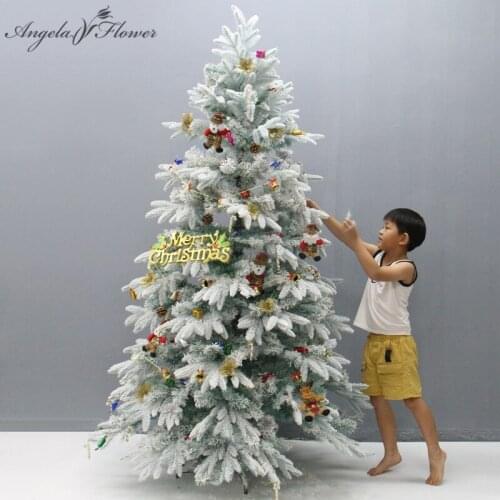 Large Christmas Snow Tree Ice Sculpture Hall Deco Artificial Flocking Pine Needle Tree New Year Shop Hotel Party Home Decoration