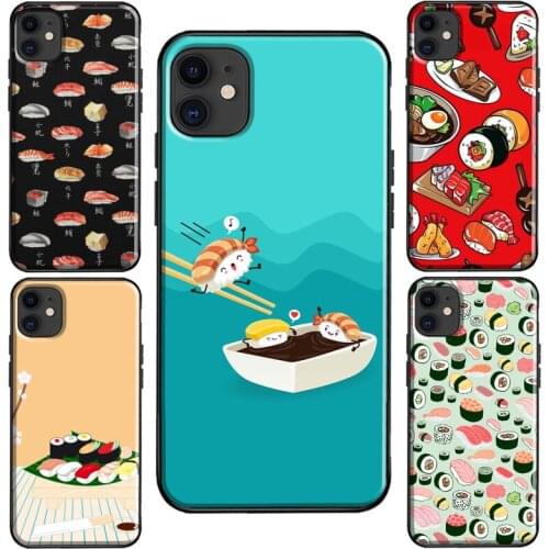 Kawaii Sushi Pattern Case For iPhone 11 Pro Max XS X XR 6S 7 8 Plus SE 2020 For iPhone 12 Pro Max mini Coque