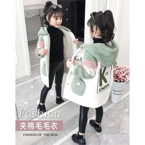 2021 Kids Girl Overcoat Winter New Fashion Letter Wool Coat for Girls Teens Autumn Jacket Warm Outerwear Children Windproof