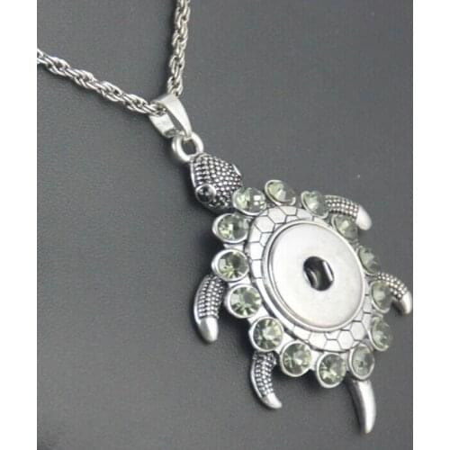 Metal Tortoise Pendant necklace with 50cm chain for 18/20mm snaps crystal turtle pendant necklace jewelry ginger snaps buttons
