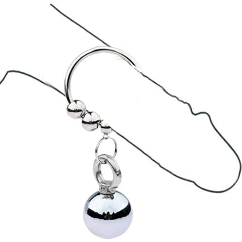 Metal Penis Ring Dick Training Enlarger Penis Ring Penis Double Beads Weight Penis Ring Orgasm Adult Sex Toy for Man Cock Rings