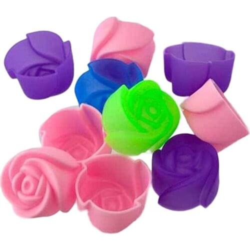 Mini 3cm DIY 10 Pcs Silicone Mold Rose Muffin Abundant Soap Form Cup Cake Forma De Silicone Bakeware Cake Decorating Tools