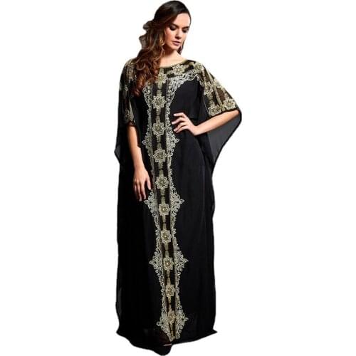 Muslim Robe For Women2021 New Fashion Loose Chiffon Dress Dubai Arabian Islam Black Robe Femme Maxi African Dresses Beach Dress