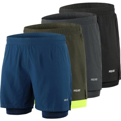 Lixada Men 2 in 1 Running Shorts Quick Drying Breathable Active Training Exercise Jogging Marathon Cycling Shorts