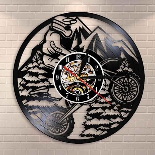 Motorcycle Racing BMX Wall Clock Mountain Rider Extreme Riding Riders Motocross Motorbike Dirt bike Vinyl Record Wall Clock Gift