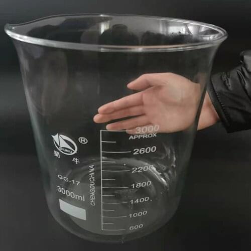 1pcs/3000ml Low Form Beaker Chemistry Lab G3.3 Borosilicate Glass Heavy Wall