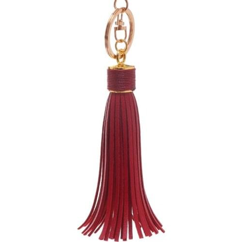 New Fashion 8Colors Tassel Fringe Pu Leather Keychain Purse Bag Buckle HandBag Pendant For Car Keyring Holder Women Jewelry