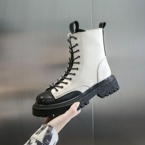 2021 Autumn New Womens Ankle Boots Casual Motorcycle Boots Lace-up Zipper Platform Short Boots Women Round Toe Designer Boots