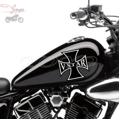 Cross Decal Fairing Stickers Fuel Tank Decals Vinyl Sticker For Yamaha Vstar V-Star XV250 XVS650 XVS1300 XVS1100 Route 66