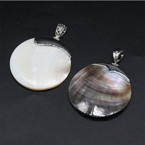 Natural Shell Pendant Fashion Round Shape Shell Pendant Women Men for Jewelry Necklace Exquisite Gift Size 50x50mm