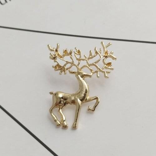 Christmas brooch badge frosted matt golden elk retro art brooch collar pin fashion personality men and women brooch