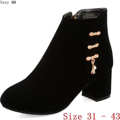 Spring Autumn High Heels Women Ankle Boots High Heel Shoes Woman Short Boots Small Plus Size 31 32 33 - 41 42 43