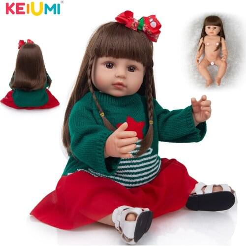 KEIUMI Silicone Baby Dolls Reborn Baby Toddler Girl Doll 55 cm Soft Full Body Silicone Doll Bebe Reborn Real Touch Toy Gifts
