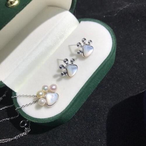 Footprint 925 Sterling Silver Necklace Earrings Mountings Findings Base Jewelry Set Mounts Settings Parts for Pearls Beads