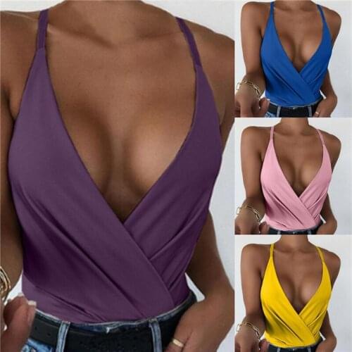 Summer 2021 Women Sexy Camisole Top Deep V Neck Ladies Cross Strap Crop Top Casual Nightclub Top Women Clothing