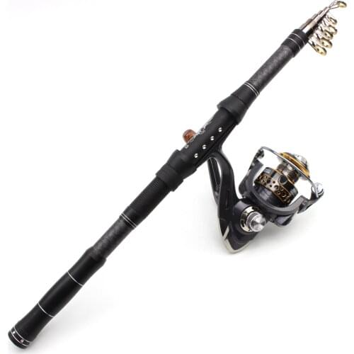2.1m Fishing rod with reel Telescopic Fishing Rod and Reel Wheel set carbon carp Spinning Rod fast Rocky pole Travel trout rods