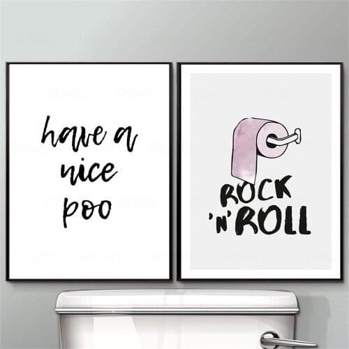 Funny Toilet Poster Bathroom Wall Art Prints Rock And Roll Minimalism Canvas Painting Quote WC Sign Home Decor