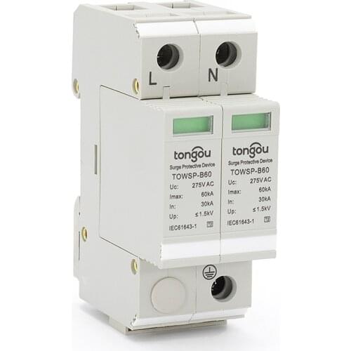 SPD 2P 30KA~60KA B ~275VAC House Surge Protector Protection Protective Low-voltage Arrester Device