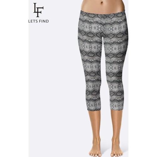 Summer New Women Snake Skin Print Capri Leggings Fashion Sexy Mid-Calf 3/4 Plus Size Elastic Leggings Capri Pants