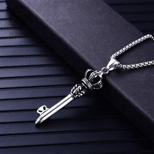 Zhijia Vintage Popular Silver Color Pendant Necklace New Top Quality Stainless Steel Crown Necklace Men /Woman Jewelry