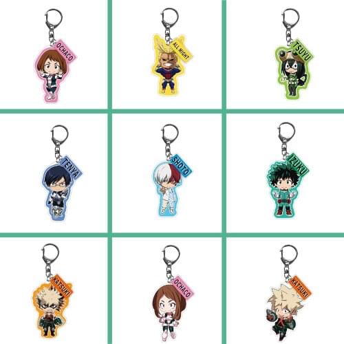 1pc Anime Keychain of My Hero Academia Midoriya Izuku Cartoon Figures Acrylic Pendant Bag Accessory A