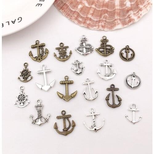 10Pcs Anchors Charms Pendants DIY Jewelry Making Alloy Findings Accessory For Necklaces Earrings
