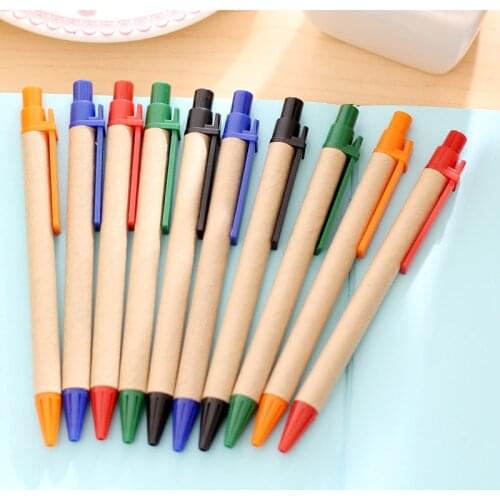 100pcs/ Lot Blue Ink Eco Paper Pen Platic Clip Green Paper Pen Environmental Friendly Ballpoint Pen Wholesale Gift Pen