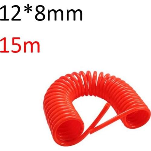 12*8mm 15m PU spring air pipe air compressor gas line pneumatic high pressure telescopic hose spiral air pipe steam pipe