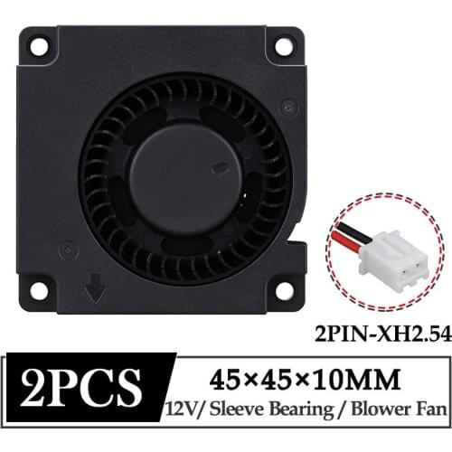 2Pcs Gdstime DC 12V Fan 45mm 45mmx45mmx10mm Radial Exhaust Brushless 3D Printer Cooler 4.5cm 45x10mm Turbo Blower Cooling Fan