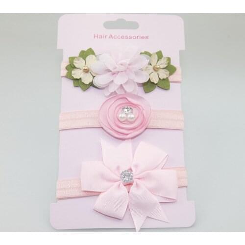 2020 fashion Korean children hair accessories elastic flower Cards Headband set hair bow band headwear 3pcs/set