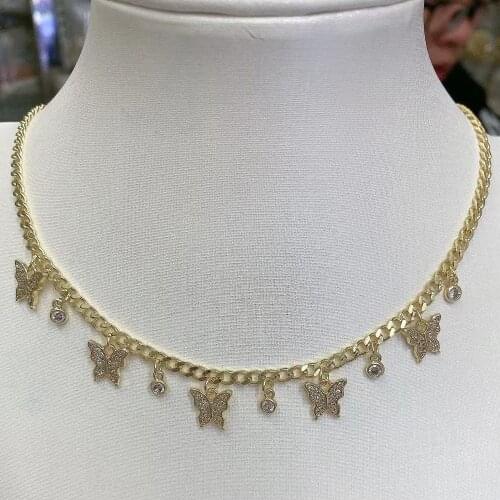 5PCS, Vintage Multilayer Pendant Butterfly Necklace for Women Cross Moon Star Heart Charm Choker Necklaces Boho Fashion Jewelry