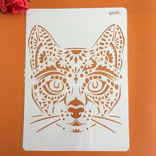 A4 29 * 21cm creative animal Cat DIY stencil wall painting scrapbook coloring photo album decorative paper card template