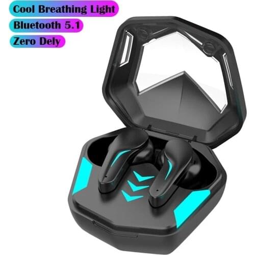 TWS Wireless Earphones 65MS Low Delay Gaming Headphones Bluetooth 5.1 Headset with Colorful Breathing Light for All Phones Lotus