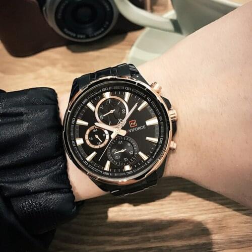 NAVIFORCE Men Watch Date Week Sport Mens Watches Top Brand Luxury Military Business Stainless Luminous Steel Quartz Male Clock