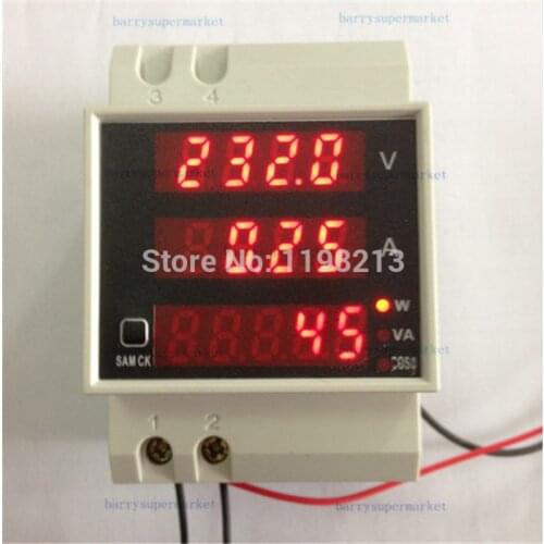 Digital voltage current power meter Ammeter Voltmeter powermeter DIN RAIL 100A AC80-300V 200V-450V volt amp watt meter D52-2048