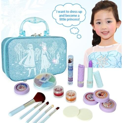 Disney Children Cosmetic Bag Set Makeup Kit Eyeshadow Blush Lipstick Lip Gloss Brush Girls Makeup Set Portable Cosmetic Bag