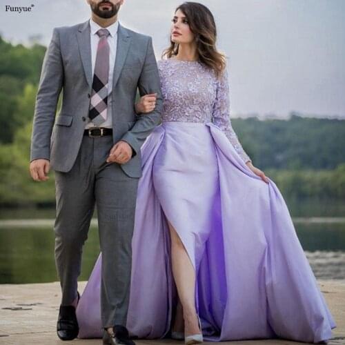 Elegant High Neck Muslim Evening Dresses 2021 New Arrival Charming Long Sleeves Mermaid Satin Prom Gown Arabic فساتين السهرة