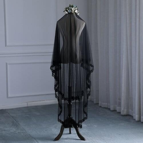 3 Meter Wedding Veils Long Lace Edge Bridal Veil with Comb Black Wedding Accessories Bride Wedding Veil