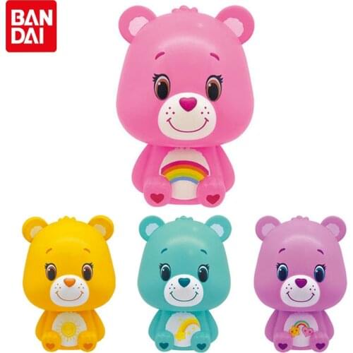 Bandai Genuine Gashapon Care Bears Anime Action Figures Model Cute Rainbow Bear Shellless Gacha Toys Gifts For Children