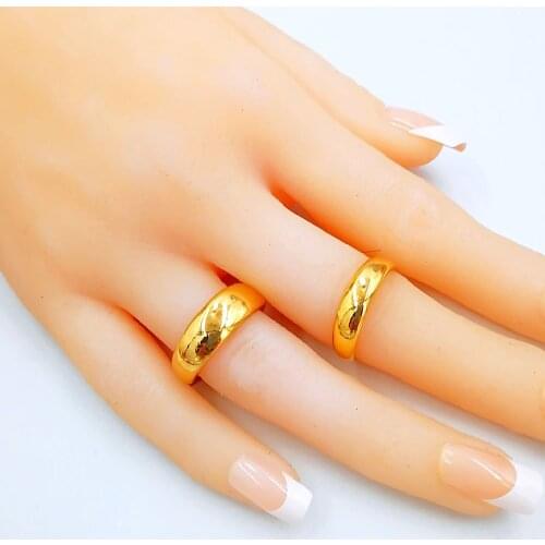 24K Gold Color Lover Smooth frosted couple Rings for Women men Wedding propose marriage Charm Valentines Day engagement jewelry