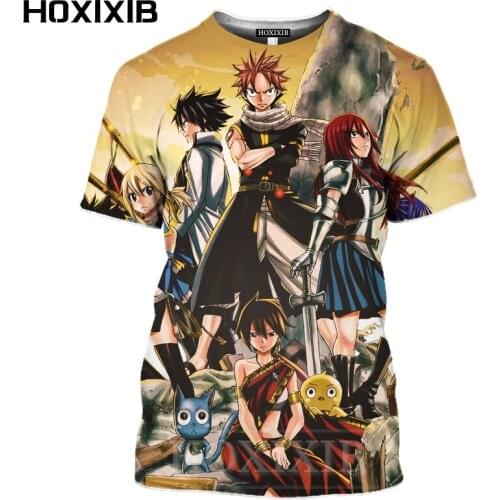 HOXIXIB 3D Cartoons Tshirt Men Polyester Print Anime Fairy Tail T Shirt Women Cute Happy Sexy Bikini Girl Tees Funny Holiday Top