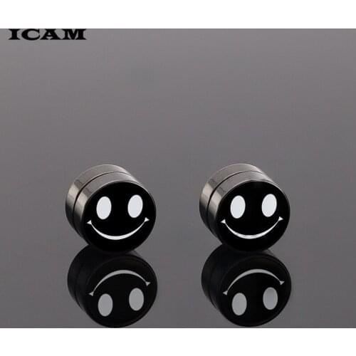 ICAM 8mm Magnet Magnetic Ear Stud Fashion Non Piercing Clip Stud Earrings Fake Earrings for Boyfriend Lover Black