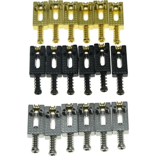 KAISH 6 Modern Electric Guitar Tremolo Bridge Roller Saddles Bridge Saddle Set with Wrench for Strat or Tele Guitars