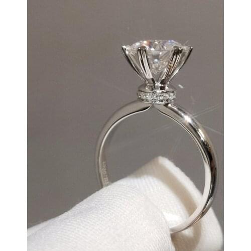 2 Carat White Natural Moissanite Gemstone Bizuteria Real S925 Sterling Silver Color Ring for Women Silver 925 Jewelry Females