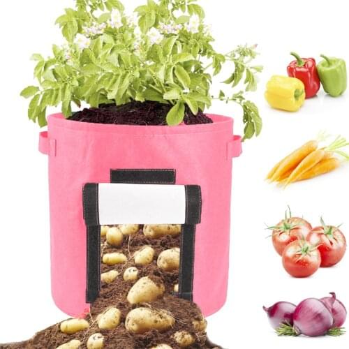 Round Fabric Pots Root Container Grow Bag Plant Pouch Container With Handles
