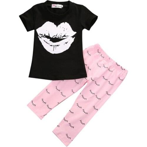 Summer Toddler Kids Baby Girl Summer Outfits Clothes T-shirt Tops Long Pants 2PCS Set Toddler Girl Clothes Cotton O-neck