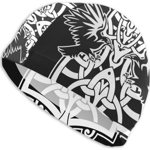 Mens Valhalla Swimming Cap Vikings Runes Vikings Bath Hats Swimwear For Swim Pool