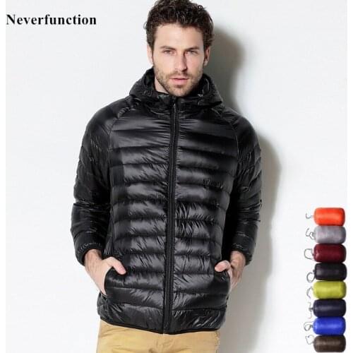 Mens Ultralight 7 color Portable Hooded White Duck Down Jacket Windbreaker Feather Parka 2021 new Winter Warm Coat Outwear 6XL